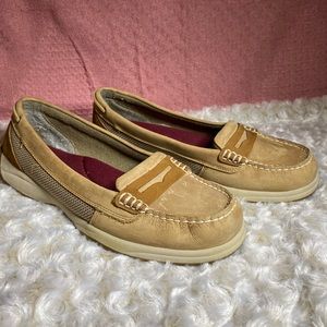 Sperry Women’s 9M Tan/Brown Top Sider Penny Loafer Suede Leather Comfort